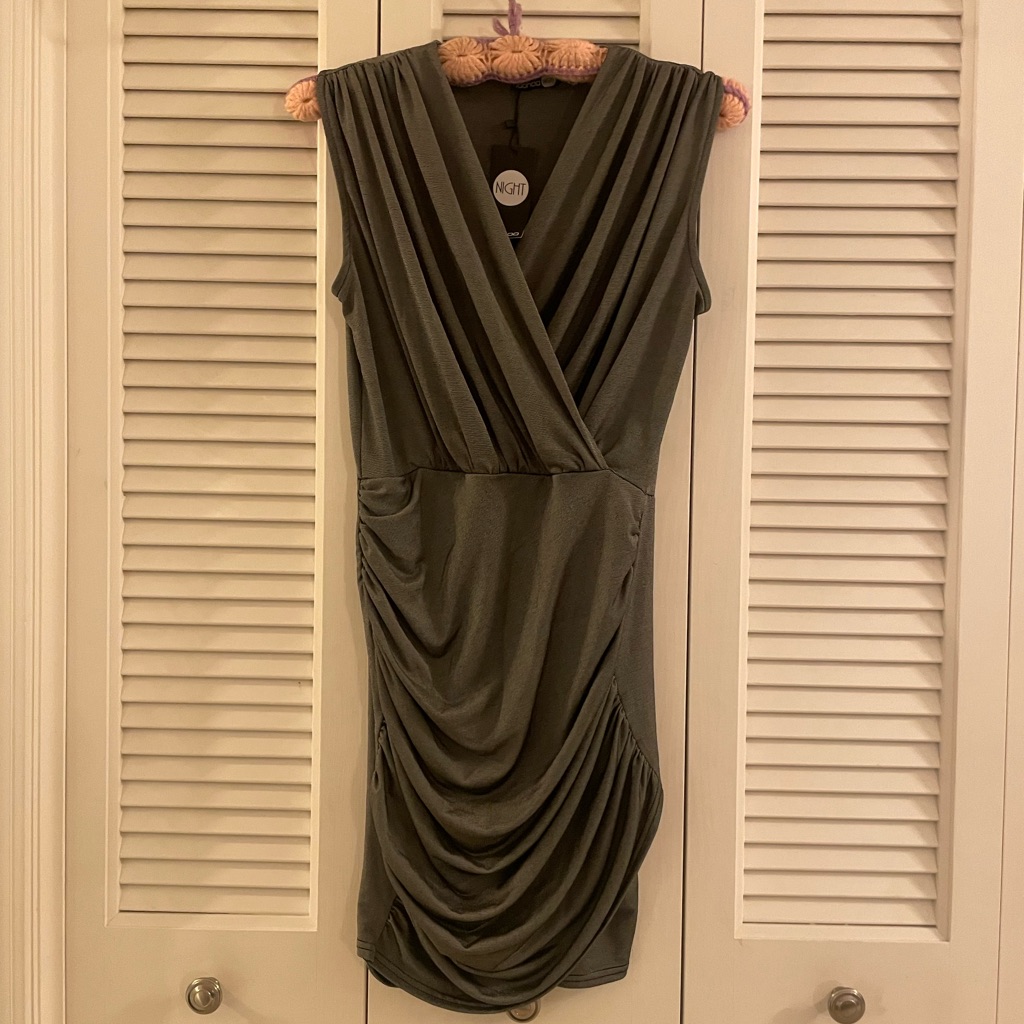 536 Boohoo Ruched Wrap Dress
